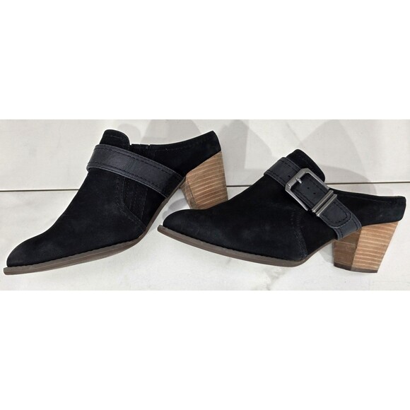 Vionic Cheyenne Mules Nubuck Stacked Heel Western Clogs Black Comfort Women's 8 - Picture 10 of 13